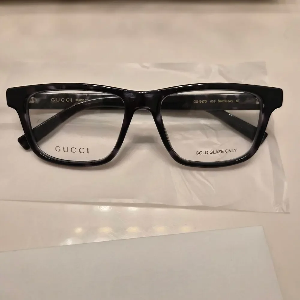 Gucci Eyeglasses GG1987O 003 Grey Tortoise Rectangle Frames Glasses Full Set 54m
